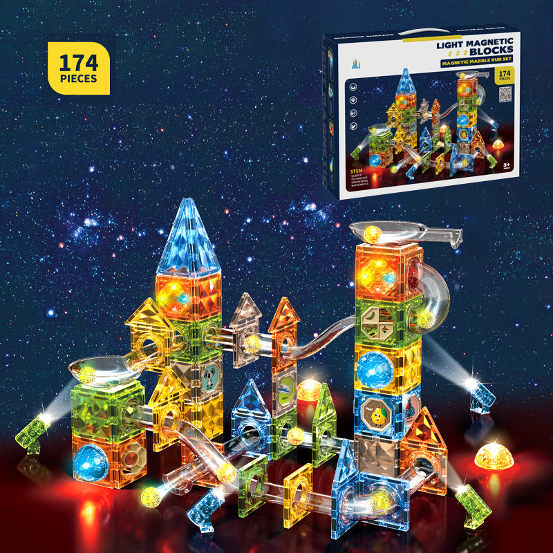 翡钻磁力片滚珠轨道/带灯光,174PCS