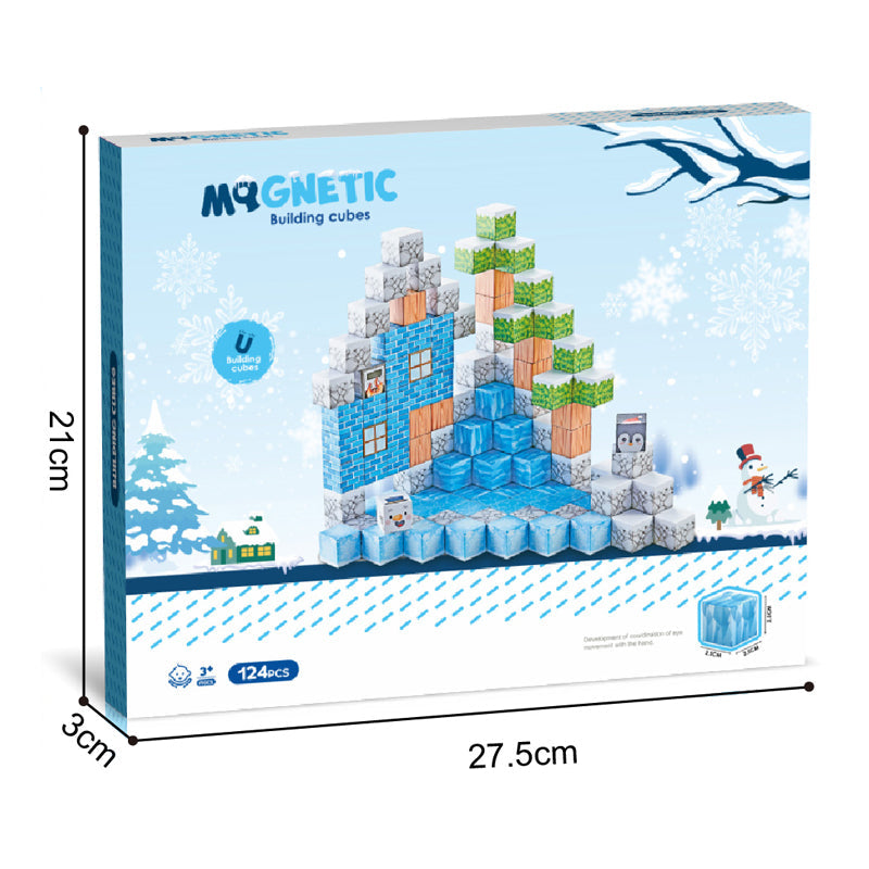 2CM冰雪主题磁力方块积木/124PCS