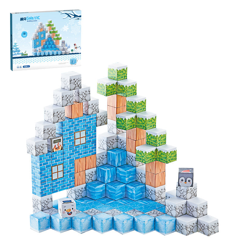 2CM冰雪主题磁力方块积木/124PCS