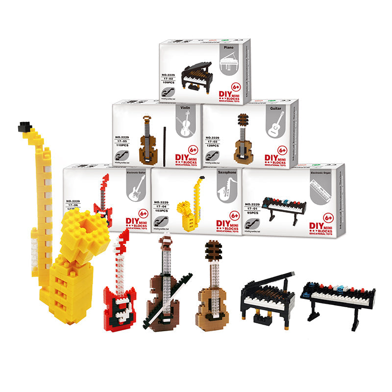 6 Types Musical Instrument DIY Micro Building Blocks