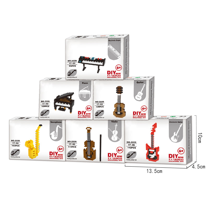 6 Types Musical Instrument DIY Micro Building Blocks
