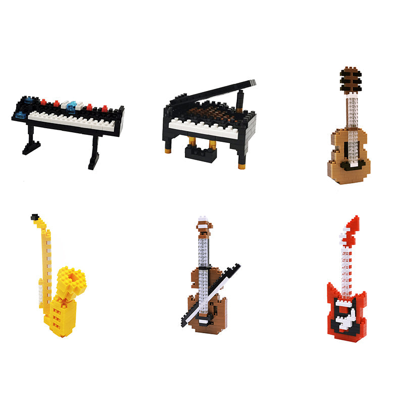 6 Types Musical Instrument DIY Micro Building Blocks