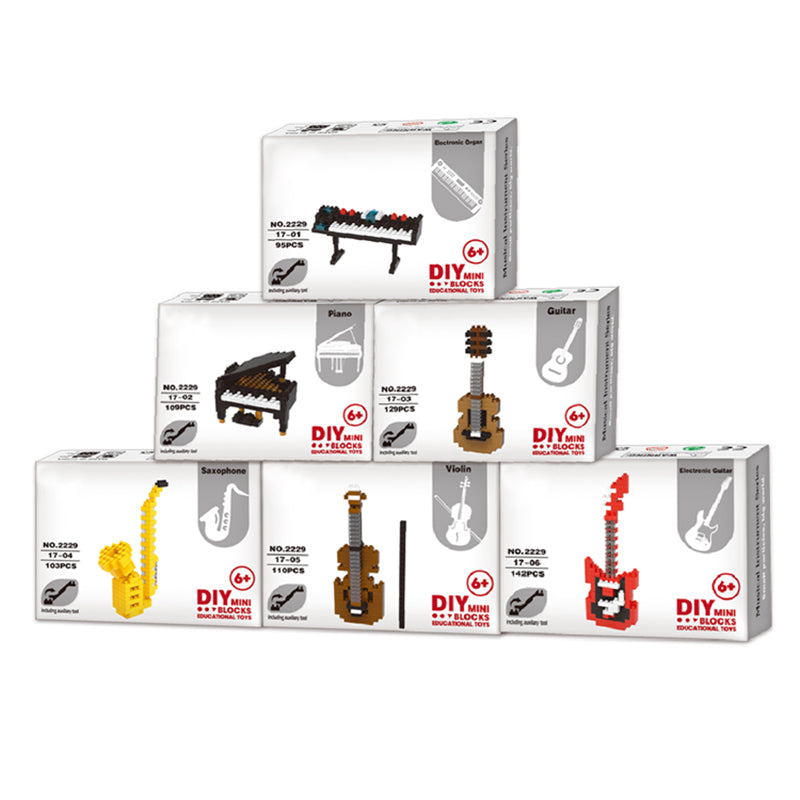 6 Types Musical Instrument DIY Micro Building Blocks