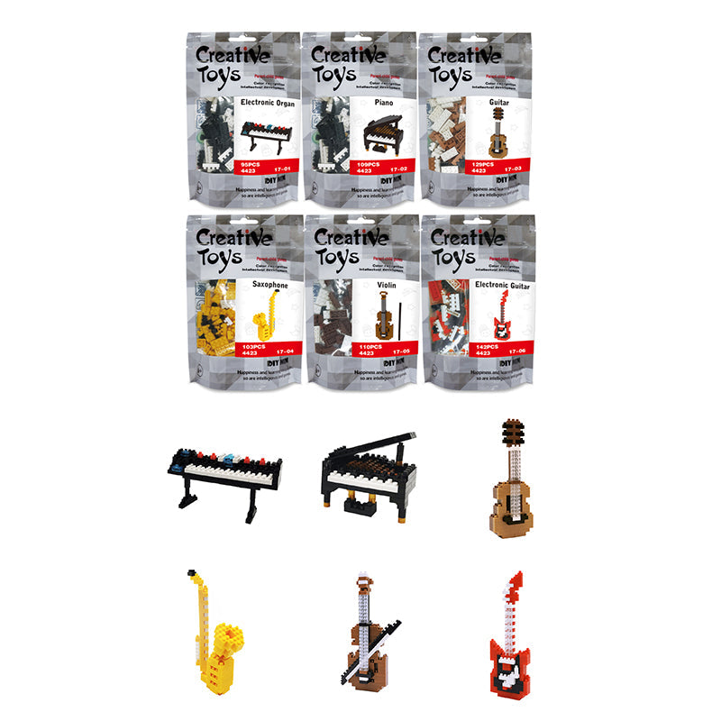 6 Types Musical Instrument DIY Micro Building Blocks