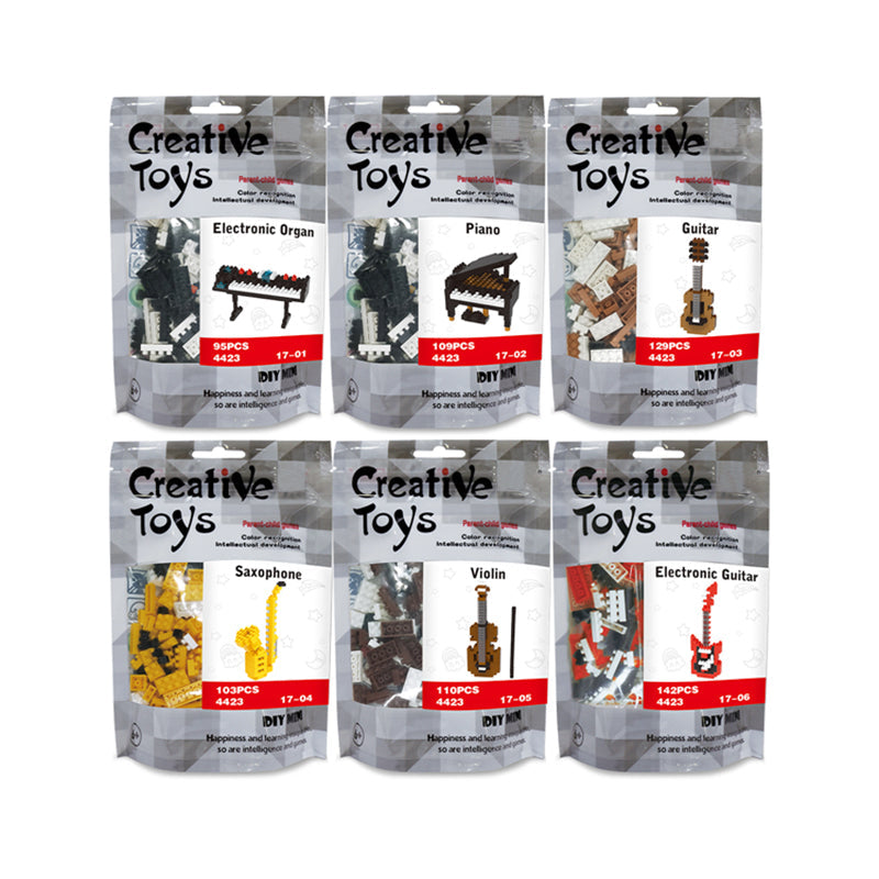 6 Types Musical Instrument DIY Micro Building Blocks