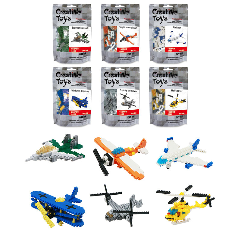 6 Types Aircraft DIY Micro Building Blocks