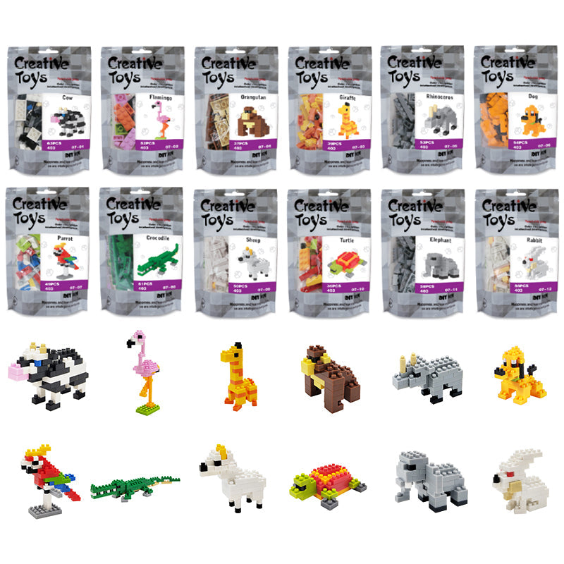 12 Types Animal DIY Small Building Blocks