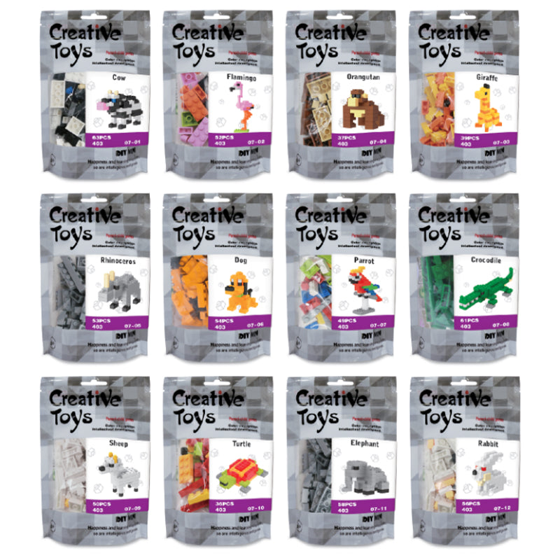 12 Types Animal DIY Small Building Blocks
