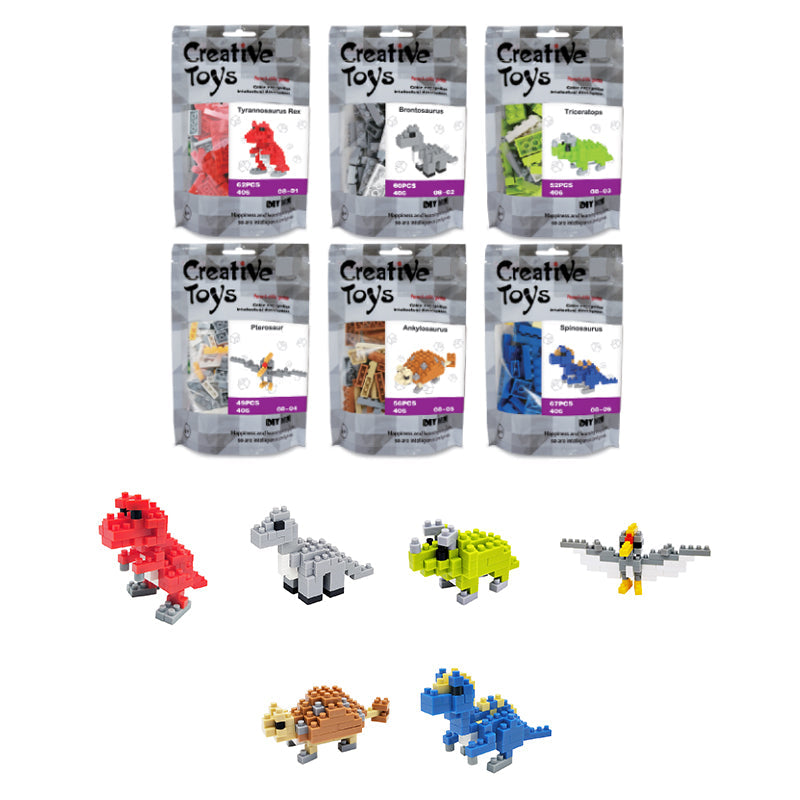 6 Types Small Dinosaur DIY Building Blocks