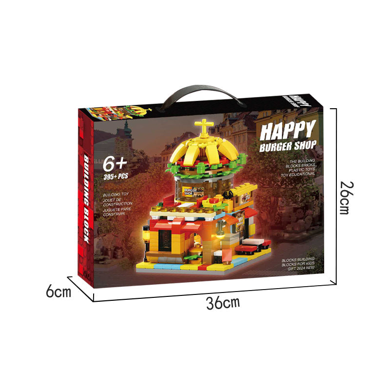 395PCS Happy Burger Shop Street Scene DIY Building Blocks