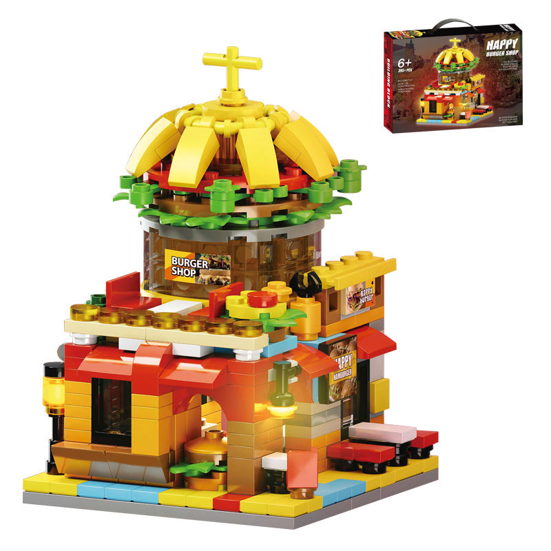 395PCS Happy Burger Shop Street Scene DIY Building Blocks