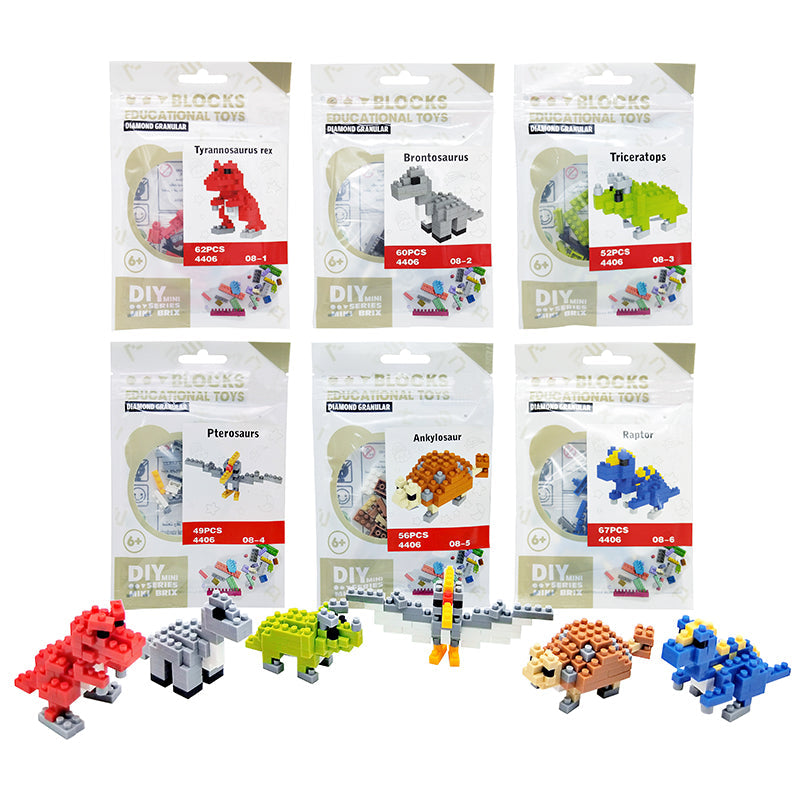 6 Types Small Dinosaur DIY Micro Building Blocks