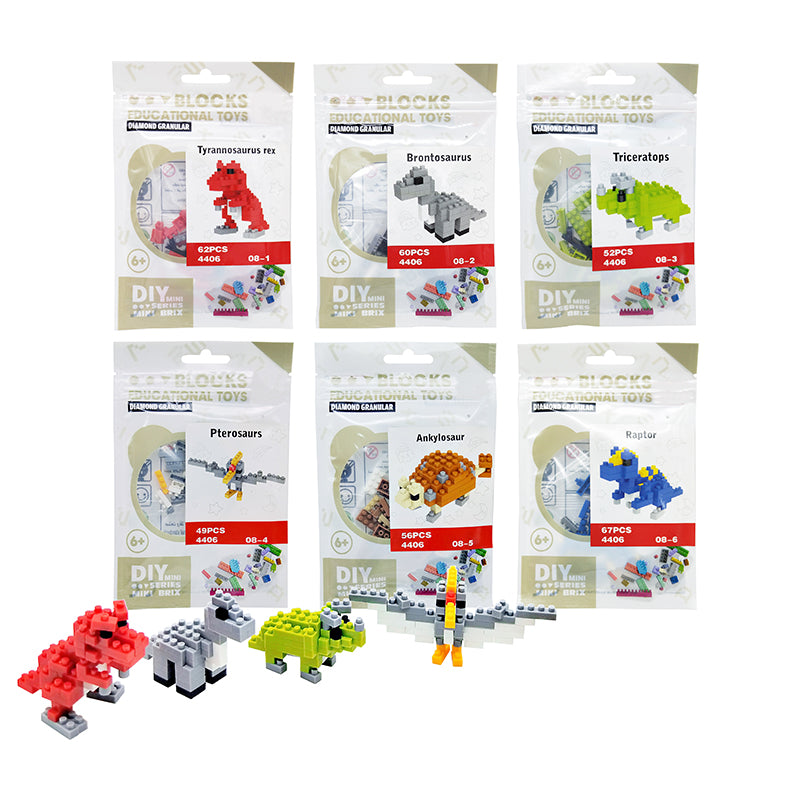 6 Types Small Dinosaur DIY Micro Building Blocks