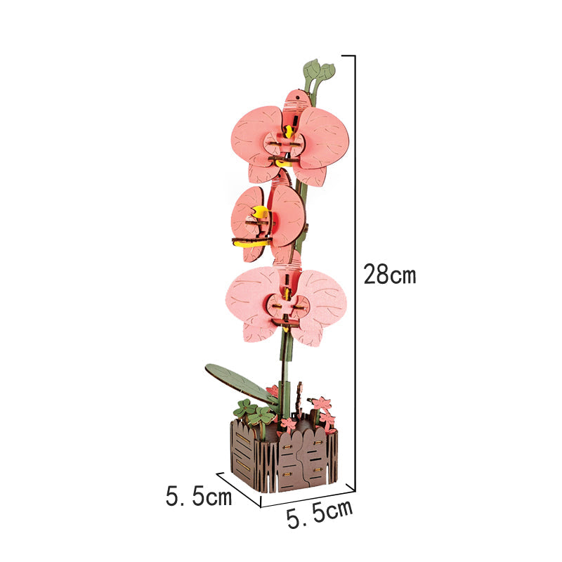 DIY 3D木制拼装蝴蝶兰花拼图