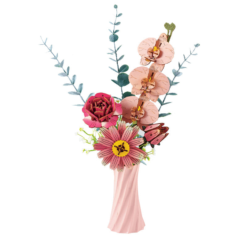 DIY 3D Wooden Assembled Butterfly Rose Bouquet Jigsaw Puzzle