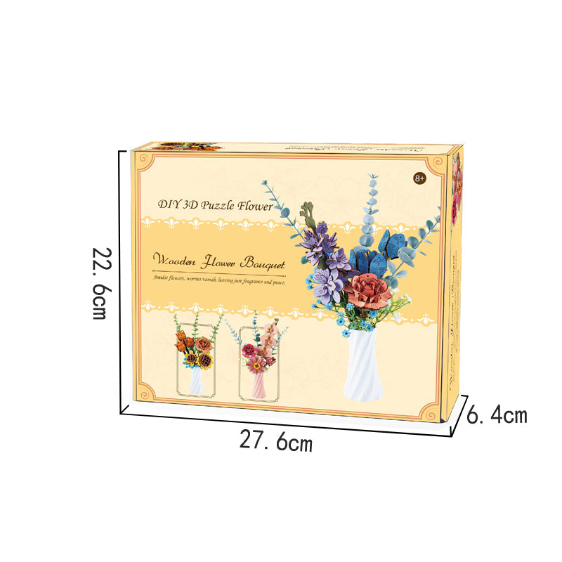 DIY 3D Wooden Assembled Butterfly Rose Bouquet Jigsaw Puzzle