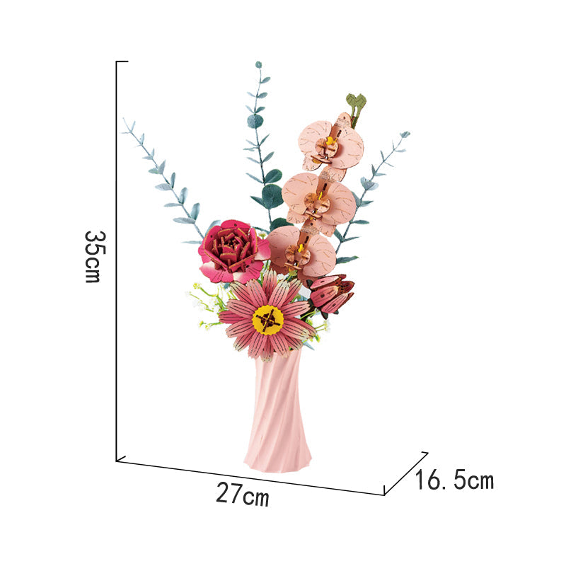 DIY 3D Wooden Assembled Butterfly Rose Bouquet Jigsaw Puzzle