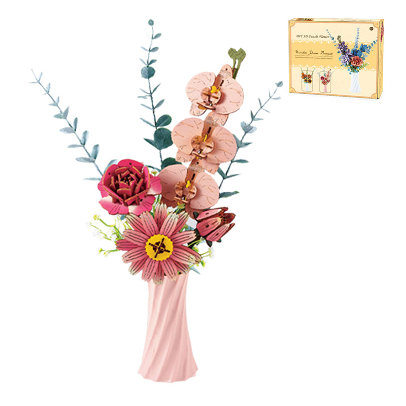 DIY 3D Wooden Assembled Butterfly Rose Bouquet Jigsaw Puzzle