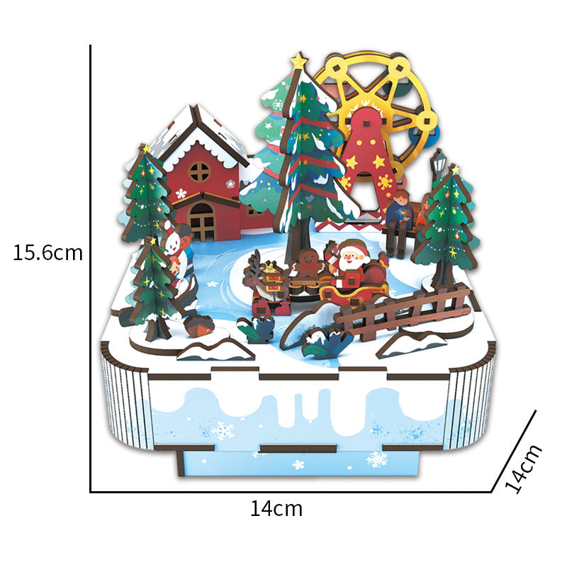 3D木制圣诞街景音乐盒拼图