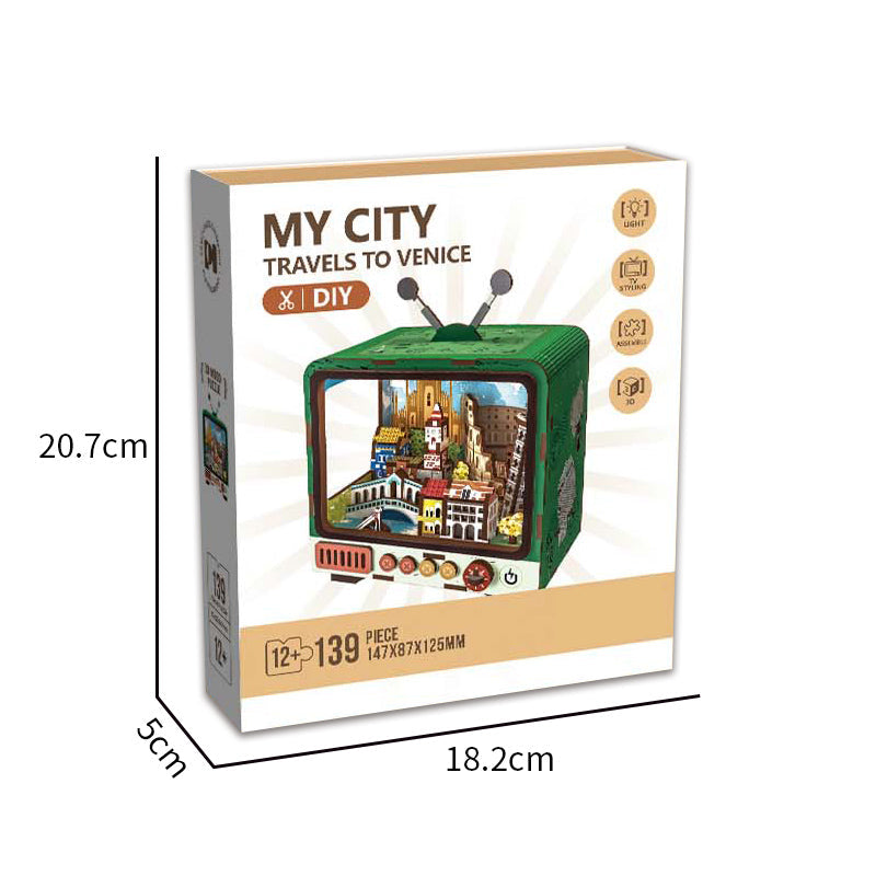 139PCS 3D Wooden TV Building Jigsaw Puzzle