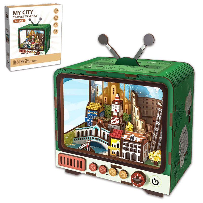 139PCS 3D Wooden TV Building Jigsaw Puzzle