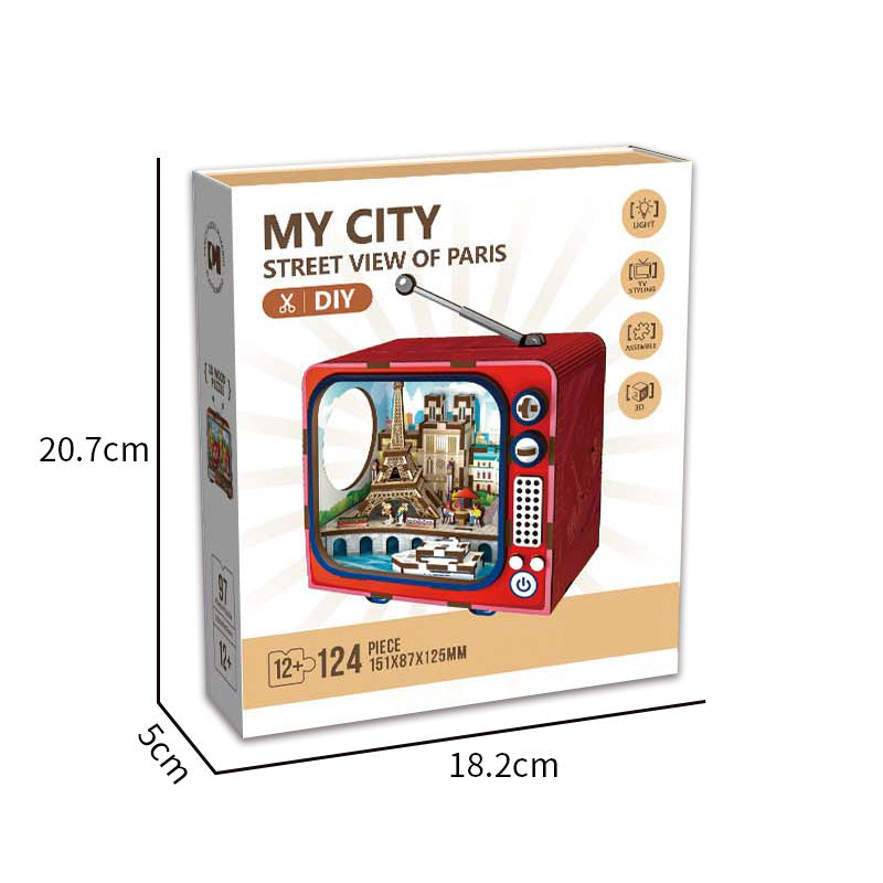 124PCS 3D Wooden TV Building Jigsaw Puzzle