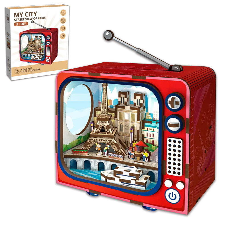 124PCS 3D Wooden TV Building Jigsaw Puzzle