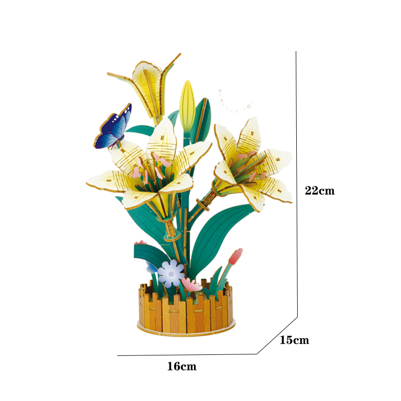 3D木制花拼图-百合