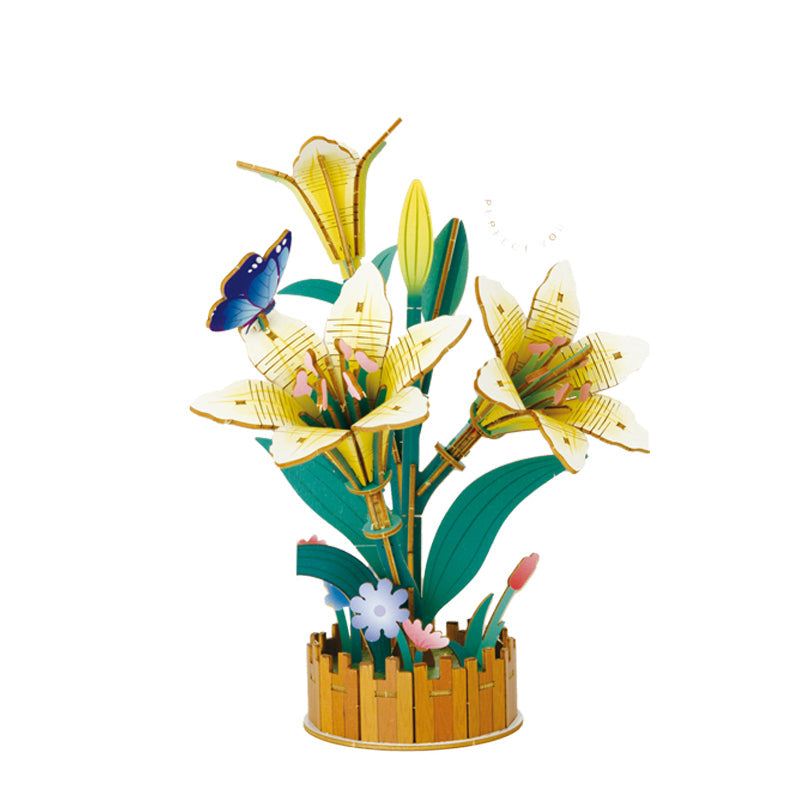 3D木制花拼图-百合