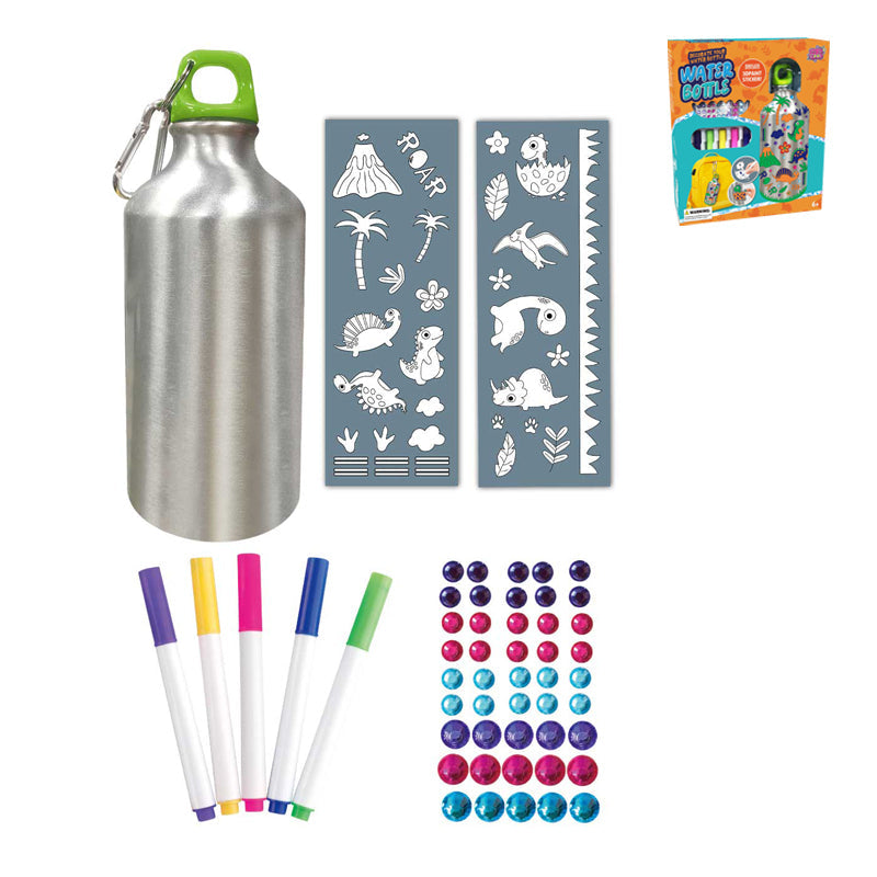 DIY Dinosaur Sticker Graffiti Water Bottle