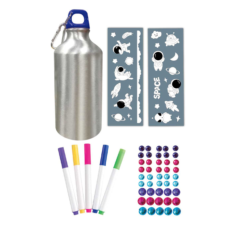 DIY Spaceman Sticker Graffiti Water Bottle