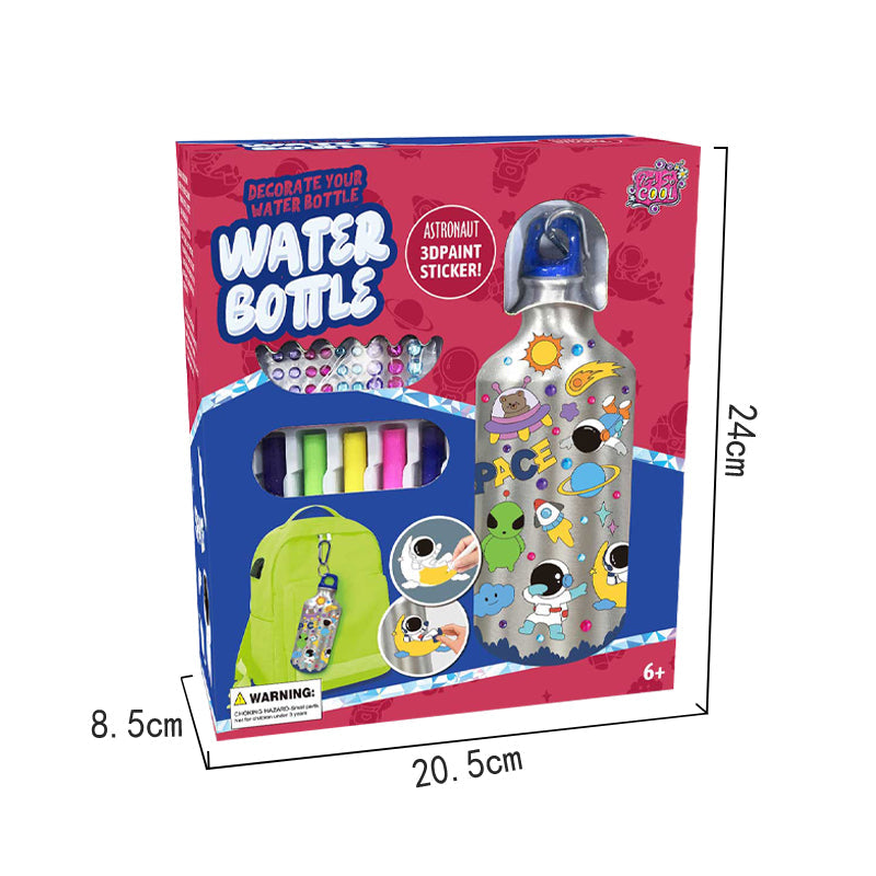 DIY Spaceman Sticker Graffiti Water Bottle
