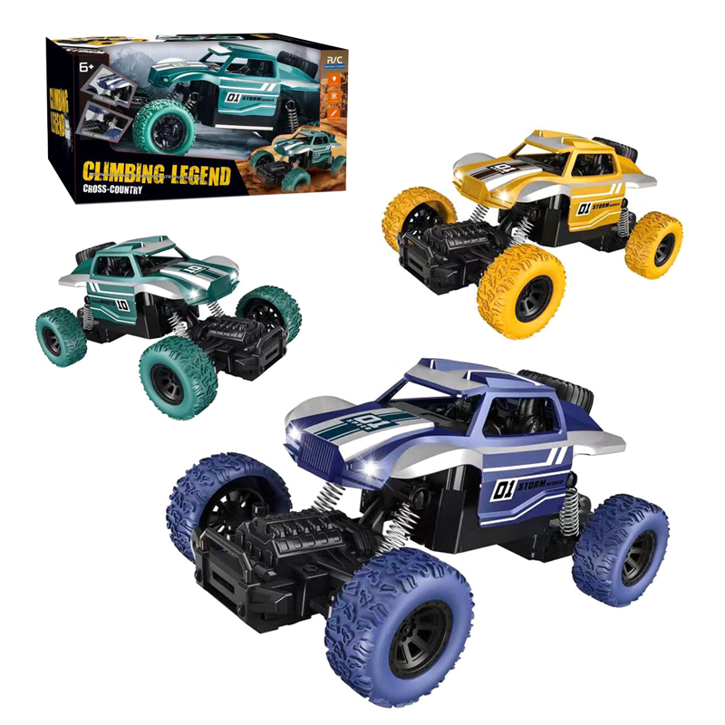 1:16四通遥控攀爬车/带灯光,无包电,黄蓝绿三色混装