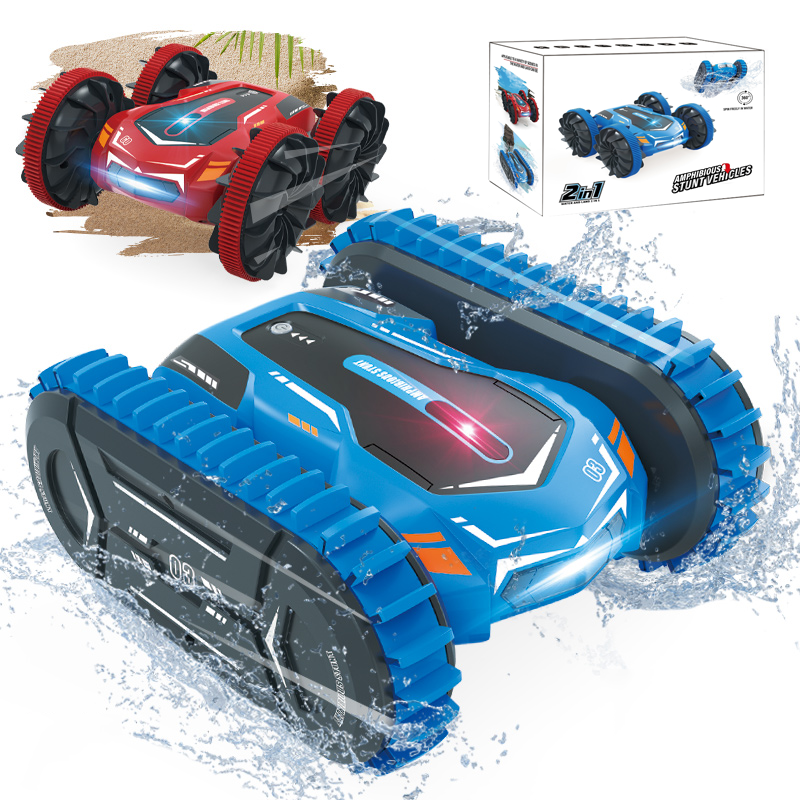 遥控双轮水陆车/车身包7.4V充电电池,遥控器2*AA无包电,红蓝二色混装