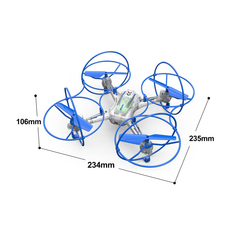 2.4G四通遥控四轴飞行器/带灯光,六轴陀螺仪,机身包3.7V锂电池,USB充电线,遥控器4*AA无包电,二色混装