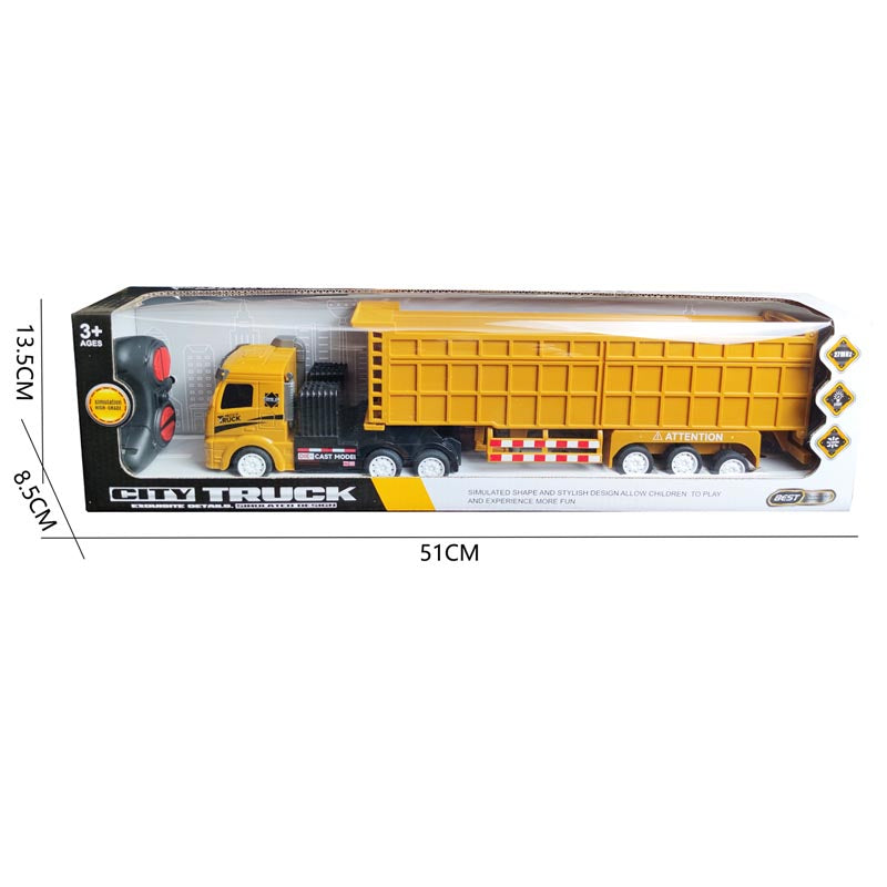 四通遥控短头自卸工程拖头车/驾驶室带灯光,包3.7V锂电池,USB充电线