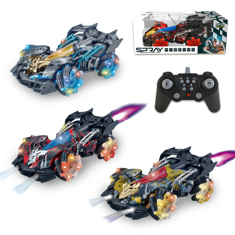 遥控喷雾特技跑车/配手把遥控器,带灯光,音乐,车身包3.7V锂电池,USB线,手把摇控器2*AA无包电