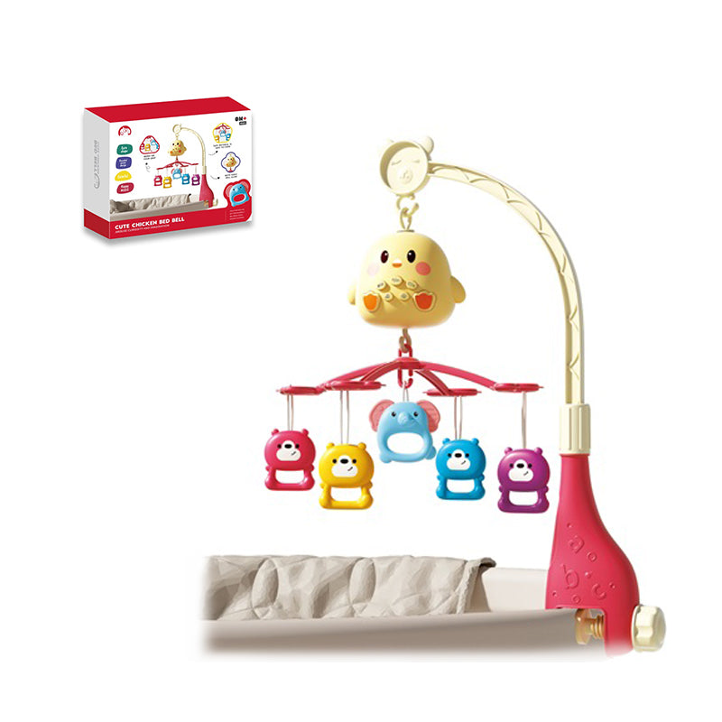 萌宠小鸡婴儿床铃/配熊公仔摇铃,3*AAA无包电,北欧色二色混装