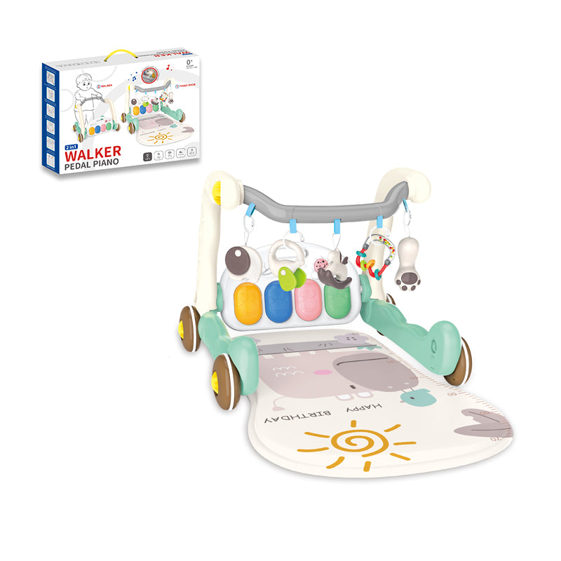 二合一河马学步车脚踏琴健身毯/带投影,3*AA无包电