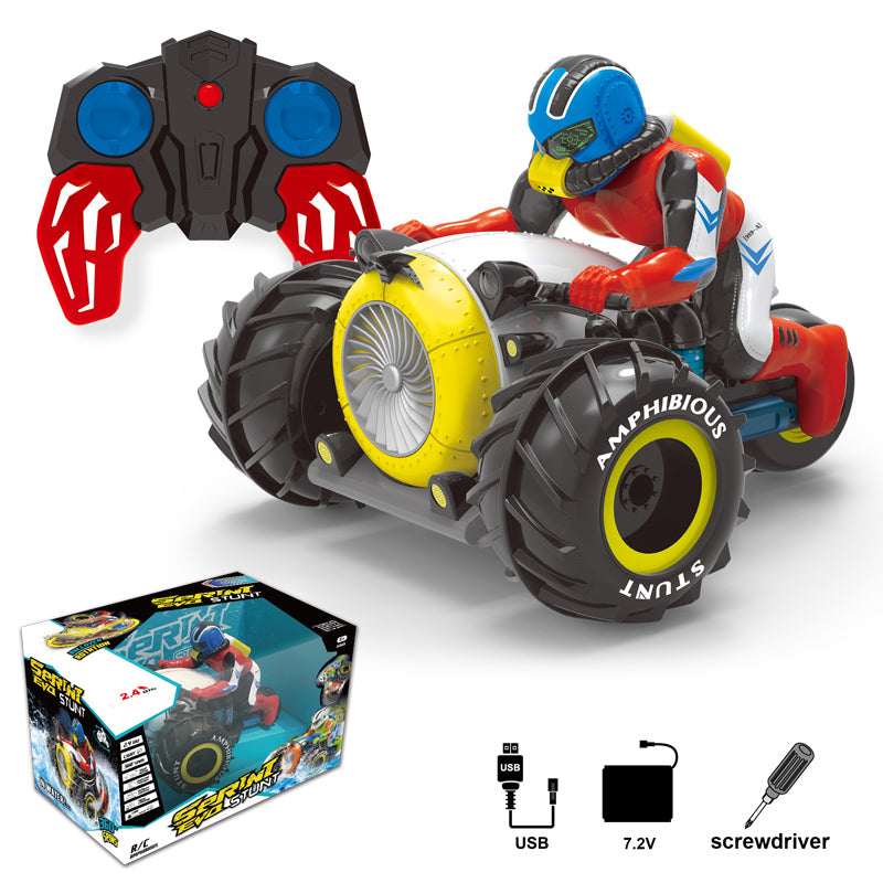 2.4G 4-Way R/C 4Wd Amphibious Stunt Motorcycle With Light/2-C Ass'D