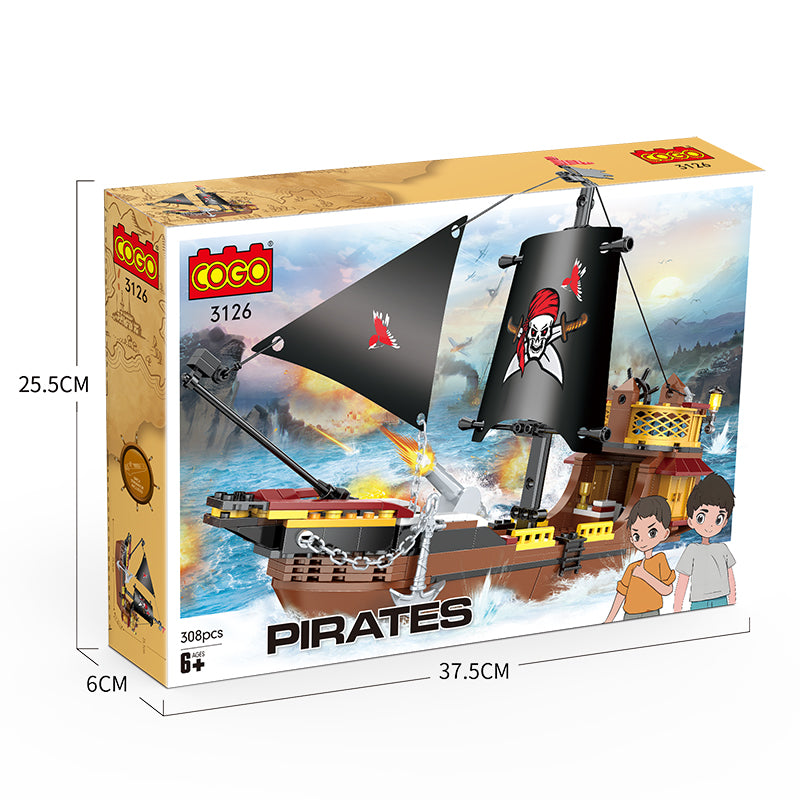 COGO 308PCS Pirate Pirate Ship Birdie Building Block Toy