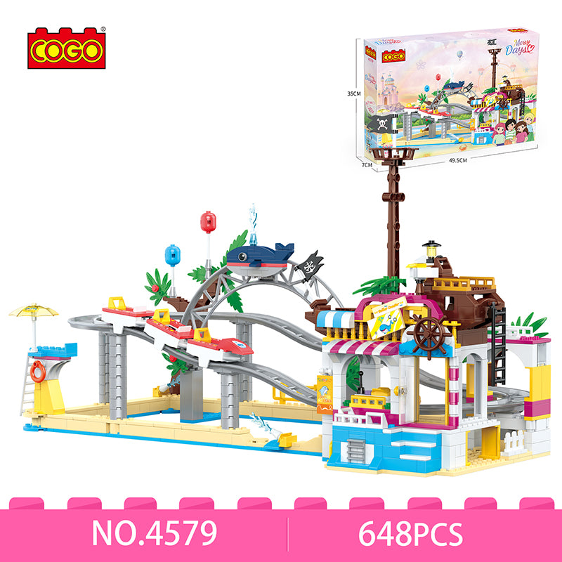 COGO 648PCS Girl Happy Roller Coaster Building Block Toy