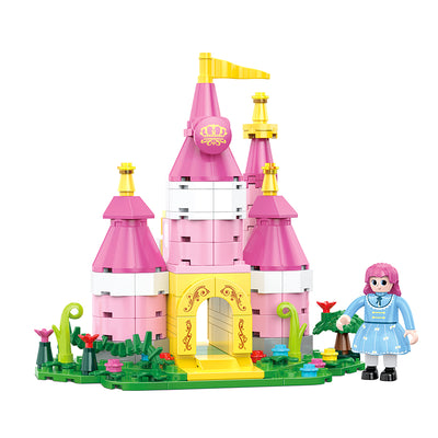 COGO 217PCS Fairytale Mini Pinky Dream Castle Building Blocks Toys