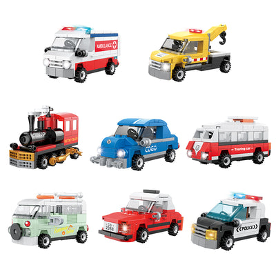 COGO Eight Mini City Car Building Block Toys