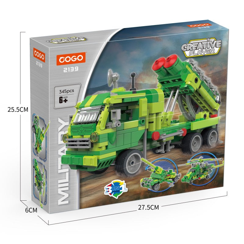 COGO 345PCS Creative Player Transformation Military Series Building Blocks Toys
