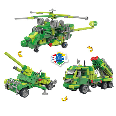 COGO 308PCS Creative Player Transformation Military Series Building Blocks Toys