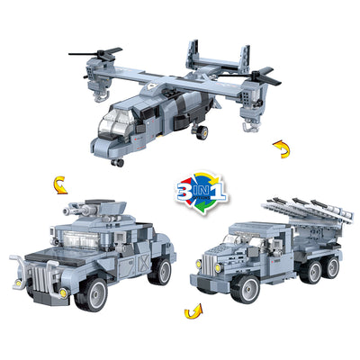 COGO 324PCS Creative Player Transformation Military Series Building Blocks Toys