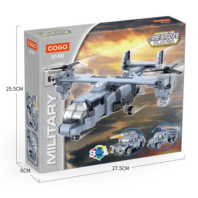COGO 324PCS Creative Player Transformation Military Series Building Blocks Toys