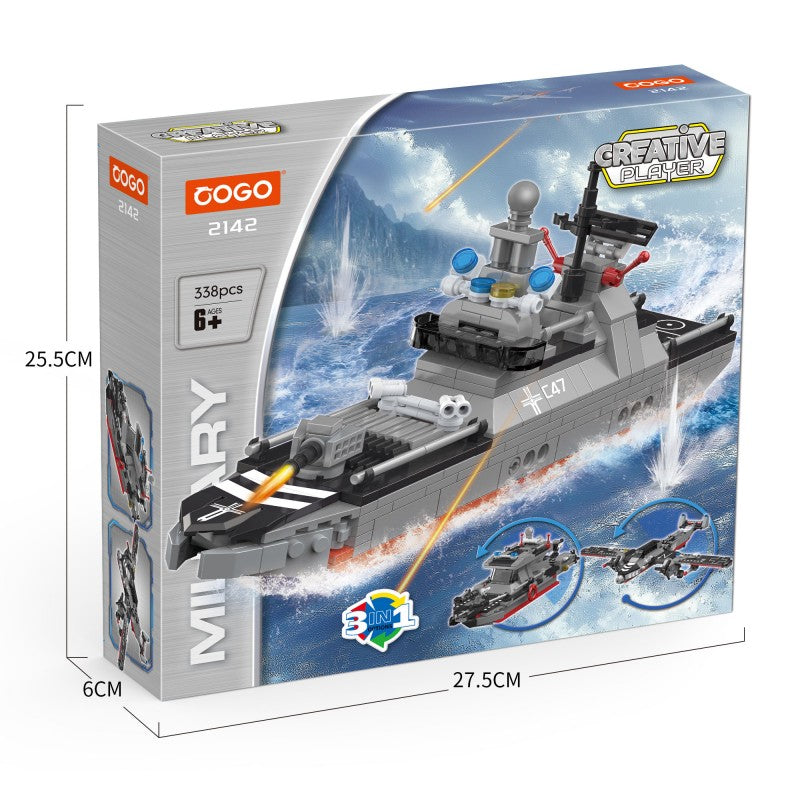 COGO 338PCS Creative Player Transformation Military Series Building Blocks Toys