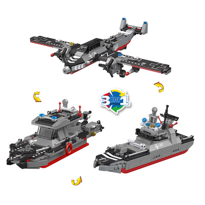 COGO 338PCS Creative Player Transformation Military Series Building Blocks Toys